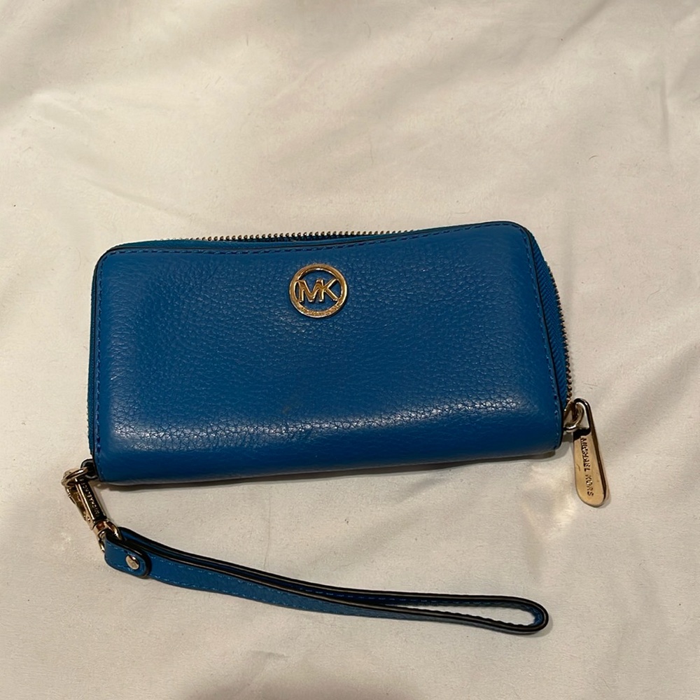 Blue Michael kors wristlet/wallet